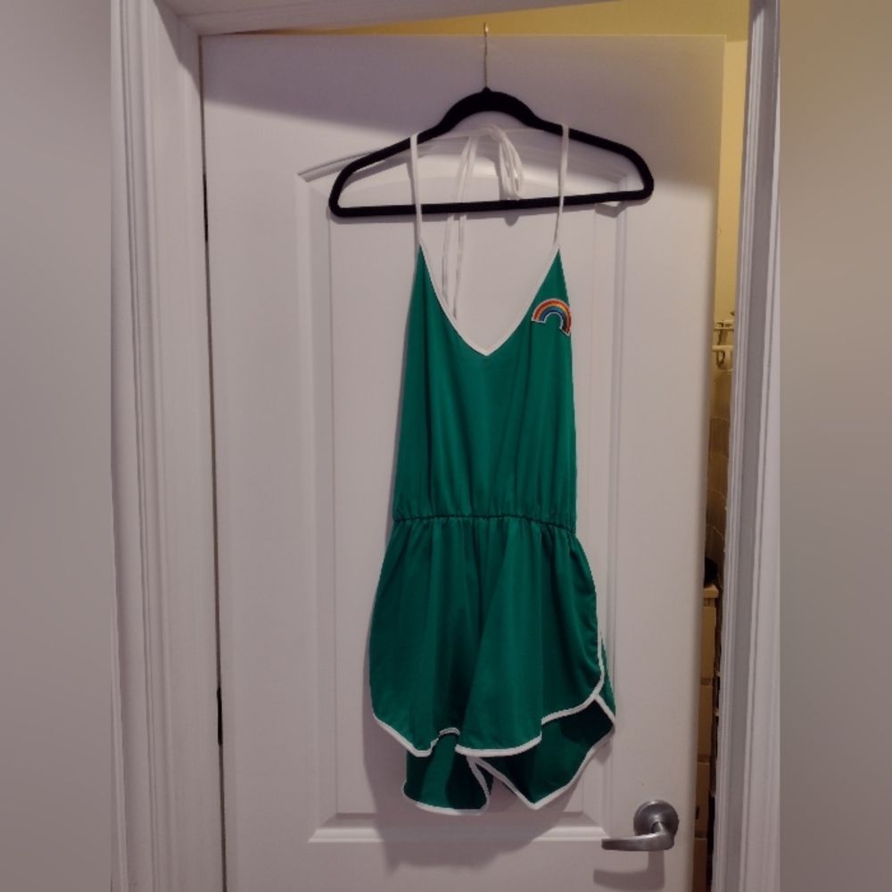 Green backless romper w/ rainbow size extra large NWOT